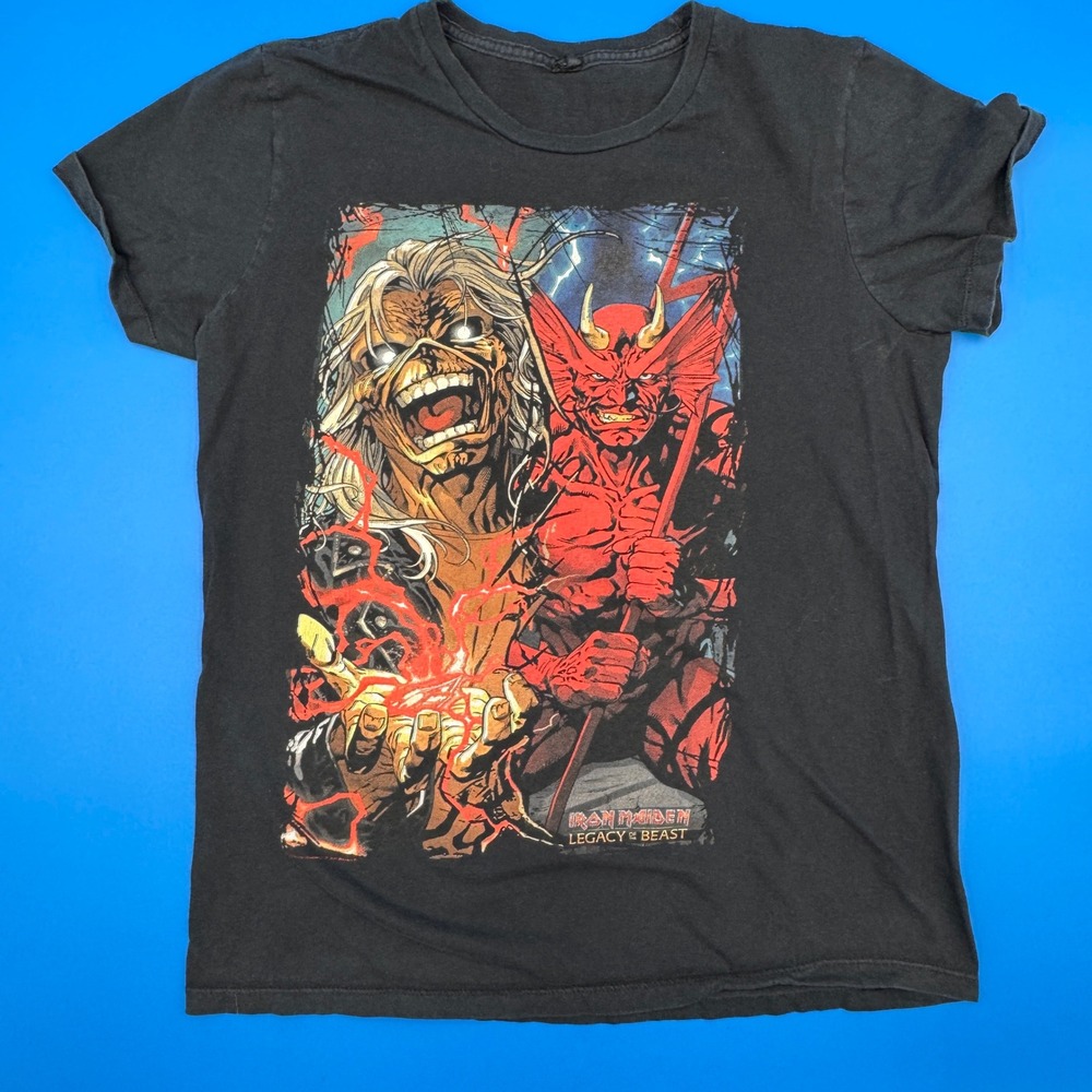 Iron Maiden Legacy of the Beast Graphic T Shirt Mens Size Medium Black 2018 Tour